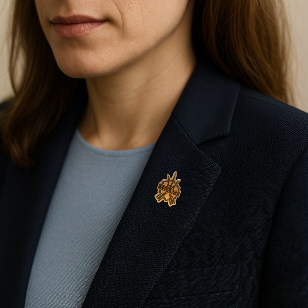 TridentWarriors Lapel Pin on Suit