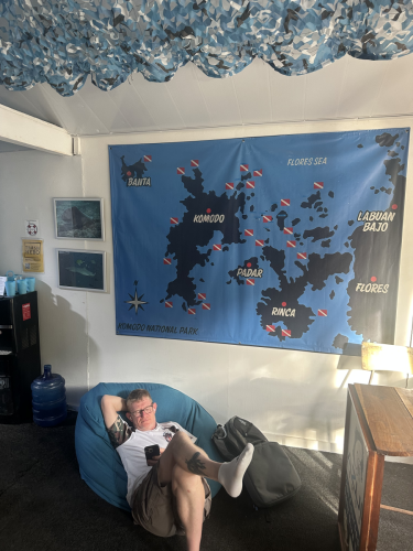 A Trident Warrior scuba diver relaxing and reenergizing during the 2025 scuba trip to Indonesia to support veterans. #tridentwarriors