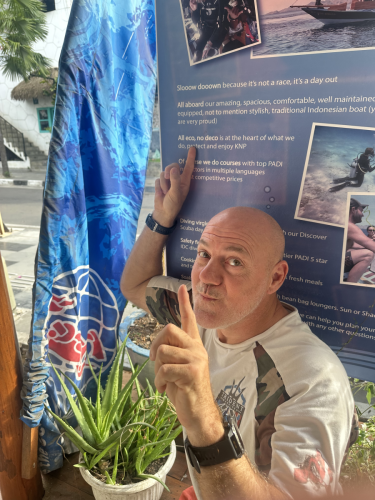 The founder of Trident Warriors pointing out some key notes regarding the dive boat while in Indonesia in 2025 for the scuba diving trip. #tridentwarriors