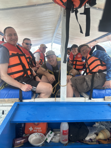 On the boat with Trident Warriors during their scuba trip to the Philippines in 2025