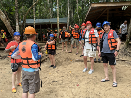 Trident Warriors gathering before heading off on to the next adventure while in the Philippines during the 2025 scuba trip