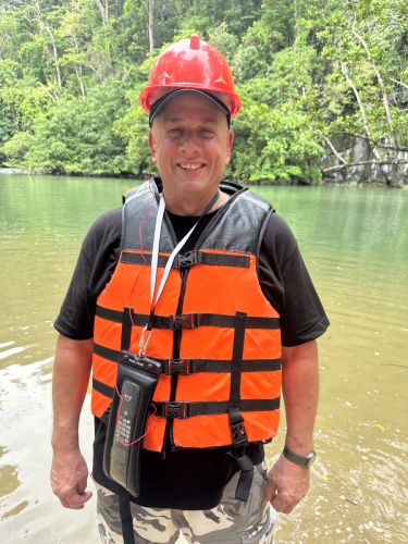 A Trident Warrior stopping for a quick picture while enjoying his time in the Philippines during the 2025 scuba diving trip.