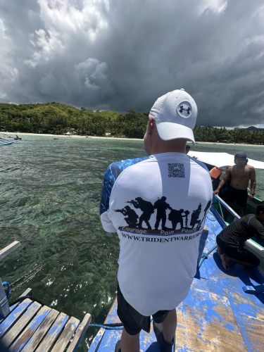 A Trident Warrior enjoying the view while taking a break in between scuba dives while in the Philippines for the 2025 trip