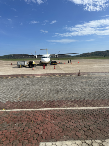 Waiting for the go ahead to load up on the airplane from Malapascua, Philippines in 2025 during the Trident Warriors scuba trip. 