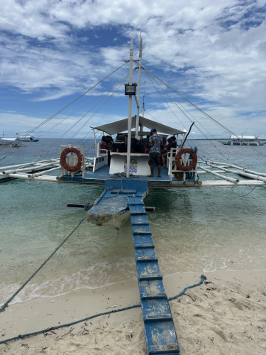 A view of the dive boat and landscape as we ste off on another scuba adventure